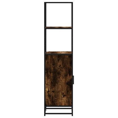 Armário alto 35,5x35x139 cm madeira e metal carvalho fumado