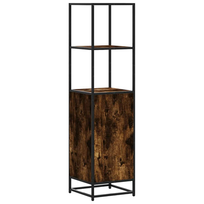 Armário alto 35,5x35x139 cm madeira e metal carvalho fumado