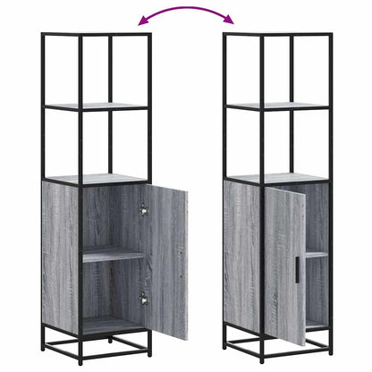 Armário alto 35,5x35x139 cm madeira e metal cinza sonoma