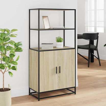 Armário alto 68x35x139 cm madeira e metal carvalho sonoma