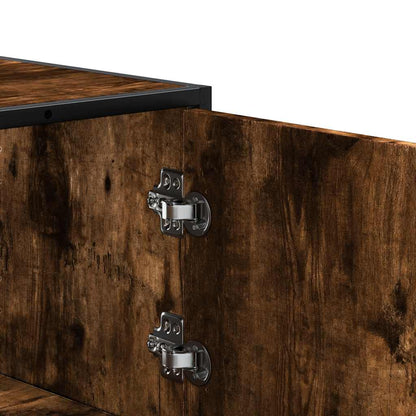 Armário alto 68x35x139 cm madeira e metal carvalho fumado