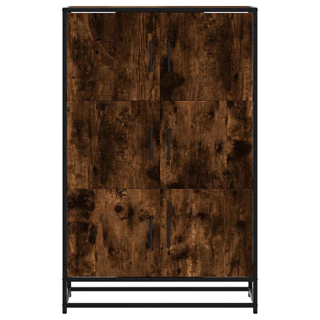 Armário alto 68x35x106,5 cm madeira e metal carvalho fumado
