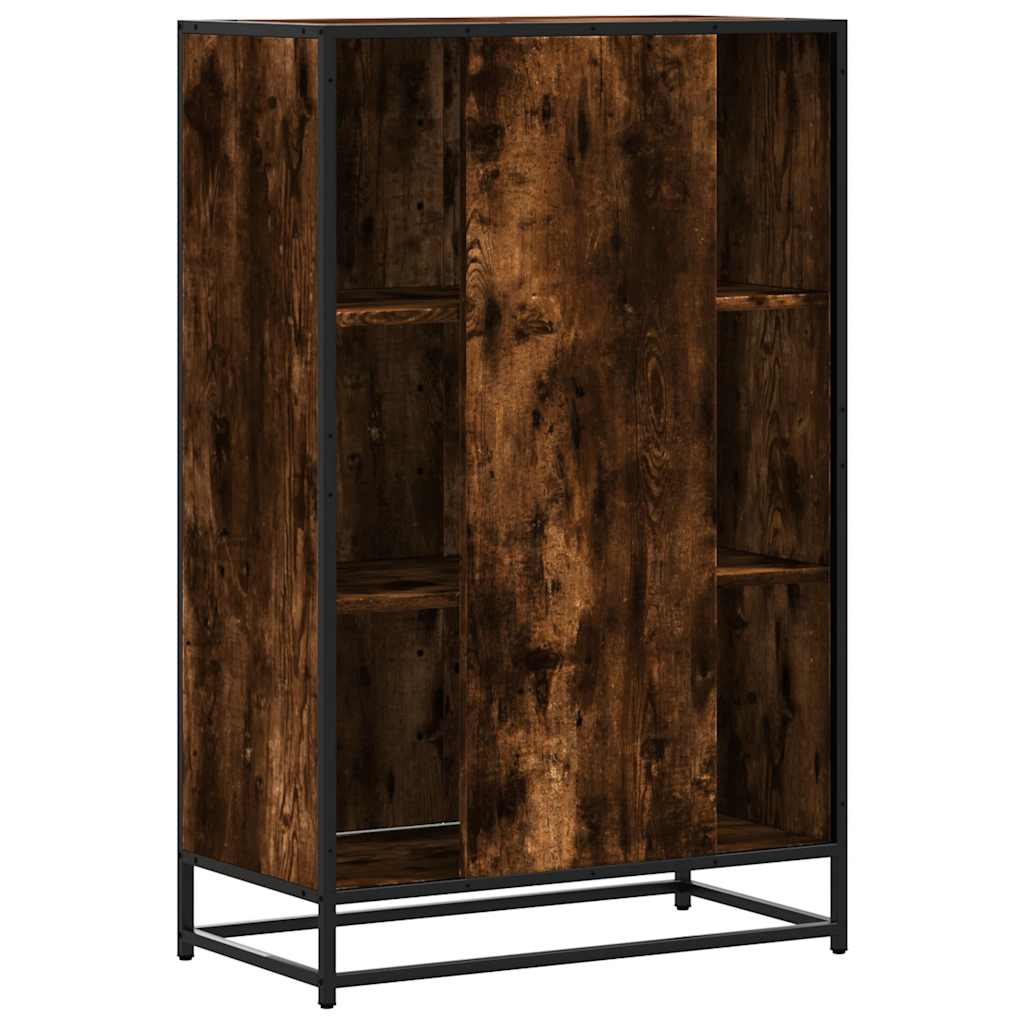 Armário alto 68x35x106,5 cm madeira e metal carvalho fumado
