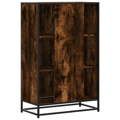 Armário alto 68x35x106,5 cm madeira e metal carvalho fumado