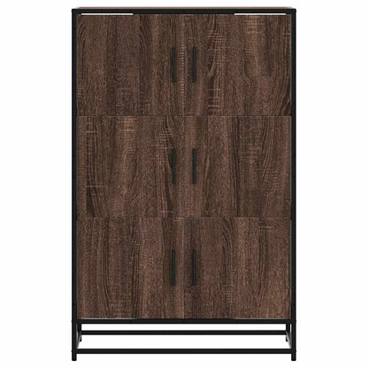 Armário alto 68x35x106,5 cm madeira e metal carvalho castanho