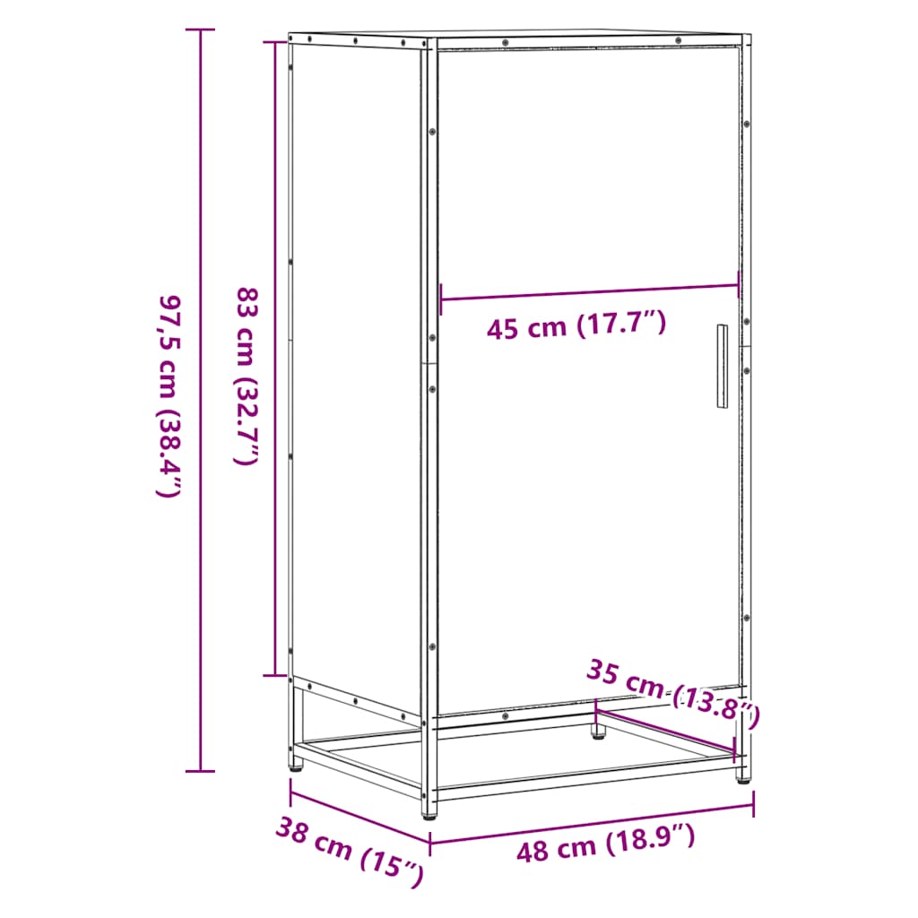Sapateira 48x38x97,5 cm derivados de madeira cinzento sonoma