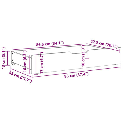 Gavetas para cama 2 pcs 95x55x17 cm pinho maciço branco