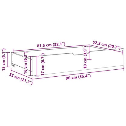 Gavetas para cama 2 pcs 90x55x17 cm pinho maciço branco