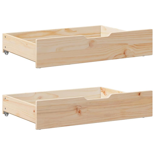 Gavetas para cama com rodas 2 pcs 85x55x17 cm pinho maciço