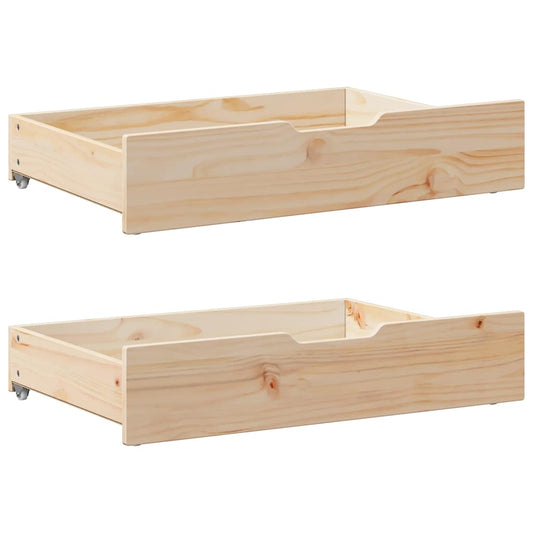 Gavetas para cama com rodas 2 pcs 80x55x17 cm pinho maciço