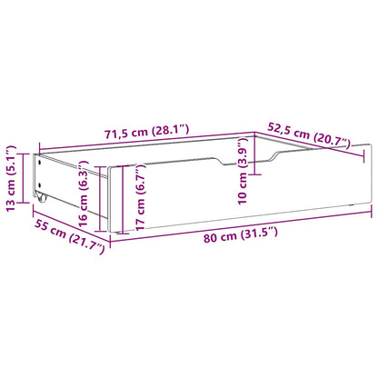 Gavetas para cama 2 pcs 80x55x17 cm pinho maciço branco