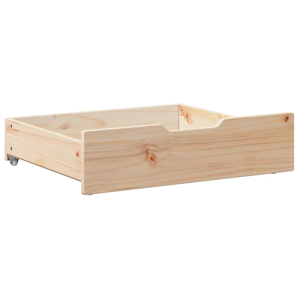 Gavetas para cama com rodas 2 pcs 75x55x17 cm pinho maciço