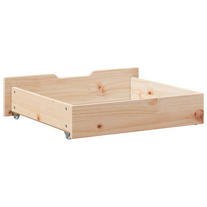 Gavetas para cama com rodas 2 pcs 75x55x17 cm pinho maciço