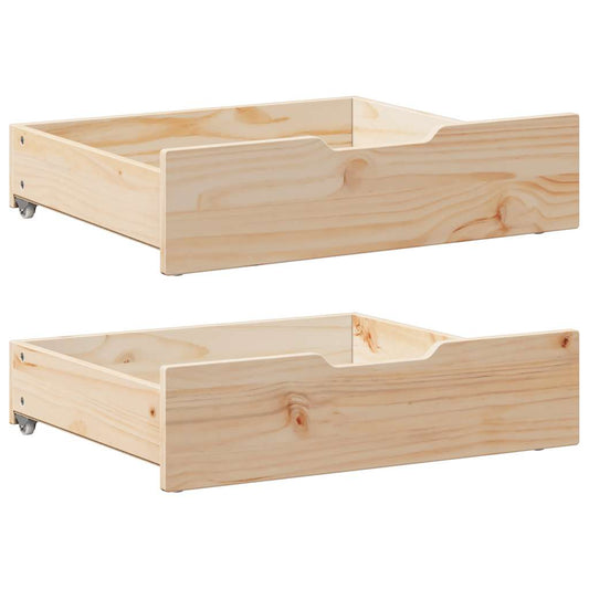 Gavetas para cama com rodas 2 pcs 65x55x17 cm pinho maciço