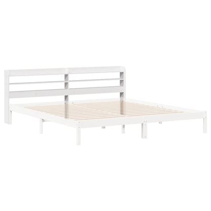 Cabeceira com prateleiras 180 cm madeira de pinho maciça branco