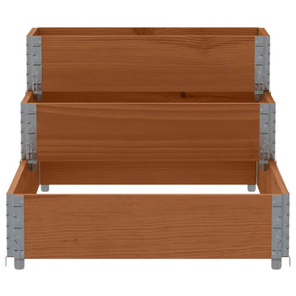 Canteiro elevado de 3 níveis 120x80 cm pinho maciço castanho