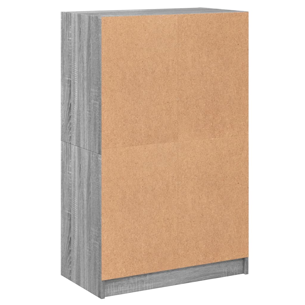 Armário alto com portas derivados de madeira cinzento sonoma