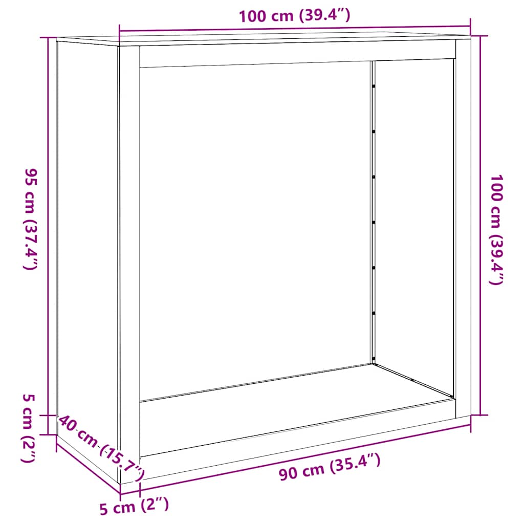 Suporte para lenha 100x40x100 cm aço galvanizado
