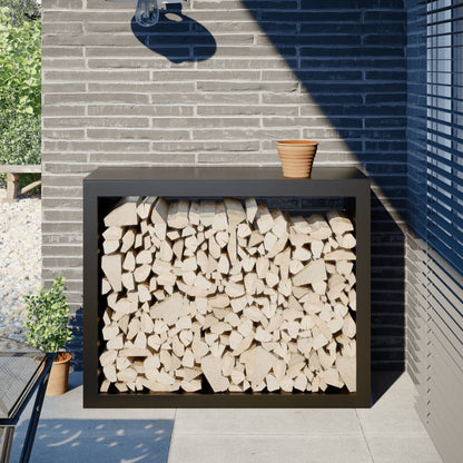 Suporte para lenha 100x40x80 cm aço preto