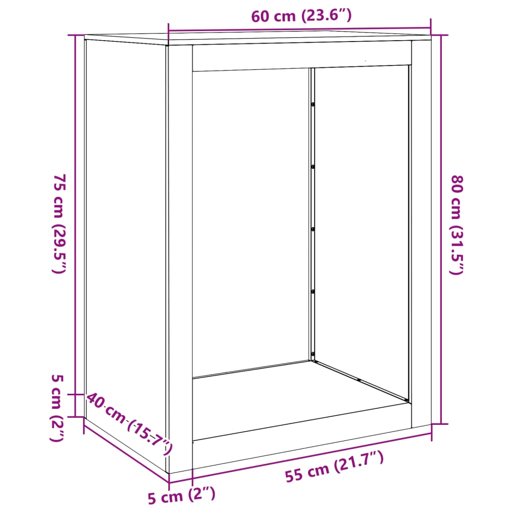 Rack Lenha 60x40x80 cm aço resistente às intempéries