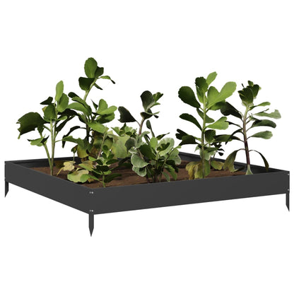 Canteiro elevado de jardim 100x100x18,5 cm aço preto