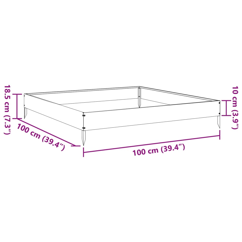 Canteiro elevado de jardim 100x100x18,5 cm aço preto