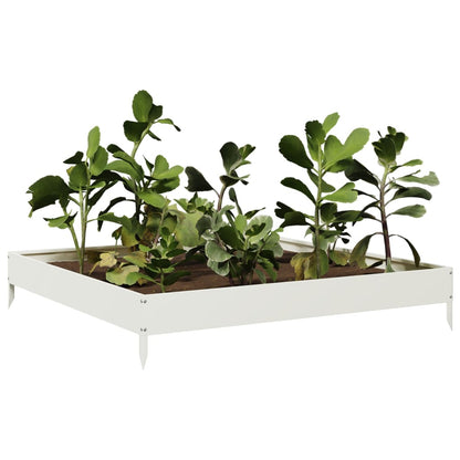 Canteiro elevado de jardim 100x100x18,5 cm aço branco