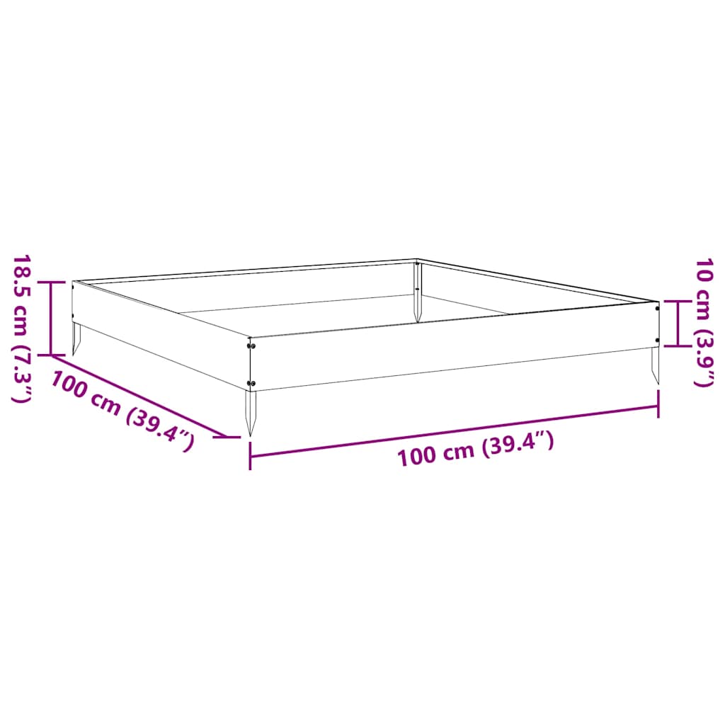 Canteiro elevado de jardim 100x100x18,5 cm aço galvanizado