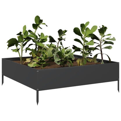 Canteiro elevado de jardim 100x100x33,5 cm aço preto