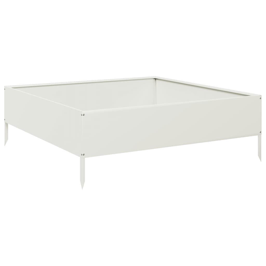 Canteiro elevado de jardim 100x100x33,5 cm aço branco