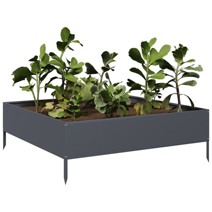 Canteiro elevado jardim aço 100x100x33,5 cm antracite