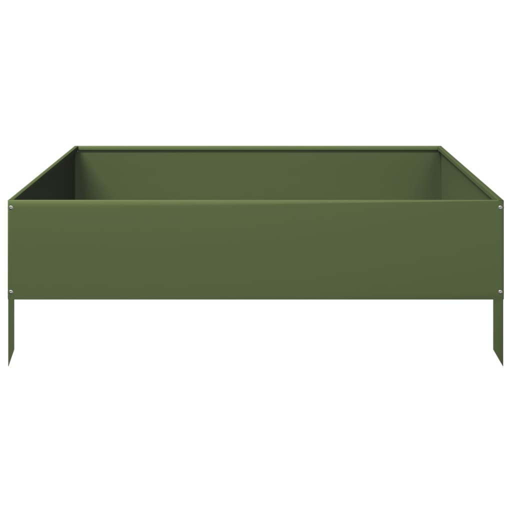 Canteiro elevado jardim aço 100x100x33,5 cm verde azeitona