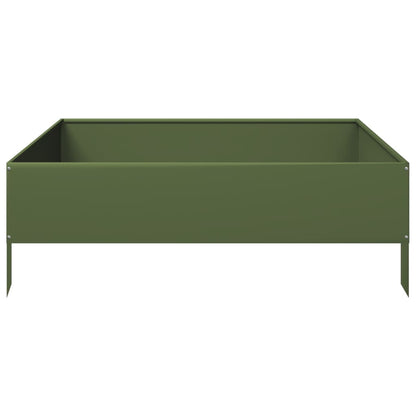 Canteiro elevado jardim aço 100x100x33,5 cm verde azeitona