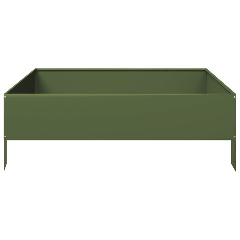 Canteiro elevado jardim aço 100x100x33,5 cm verde azeitona