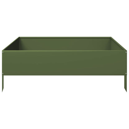 Canteiro elevado jardim aço 100x100x33,5 cm verde azeitona