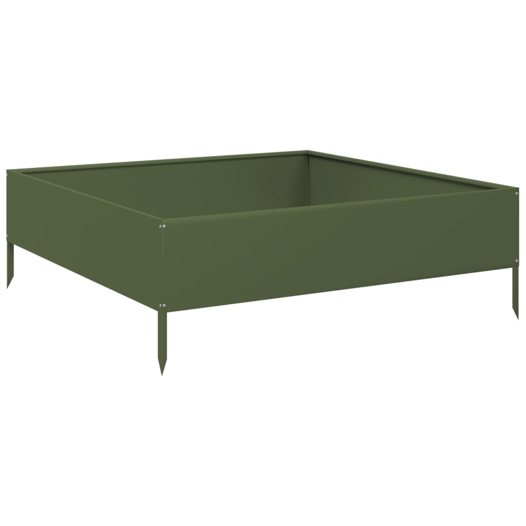 Canteiro elevado jardim aço 100x100x33,5 cm verde azeitona