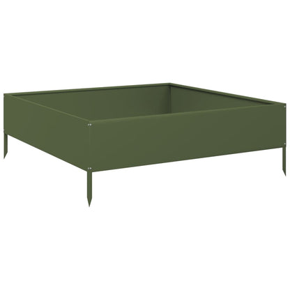 Canteiro elevado jardim aço 100x100x33,5 cm verde azeitona