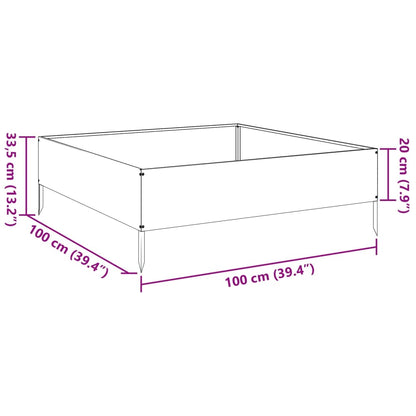 Canteiro elevado jardim aço 100x100x33,5 cm verde azeitona
