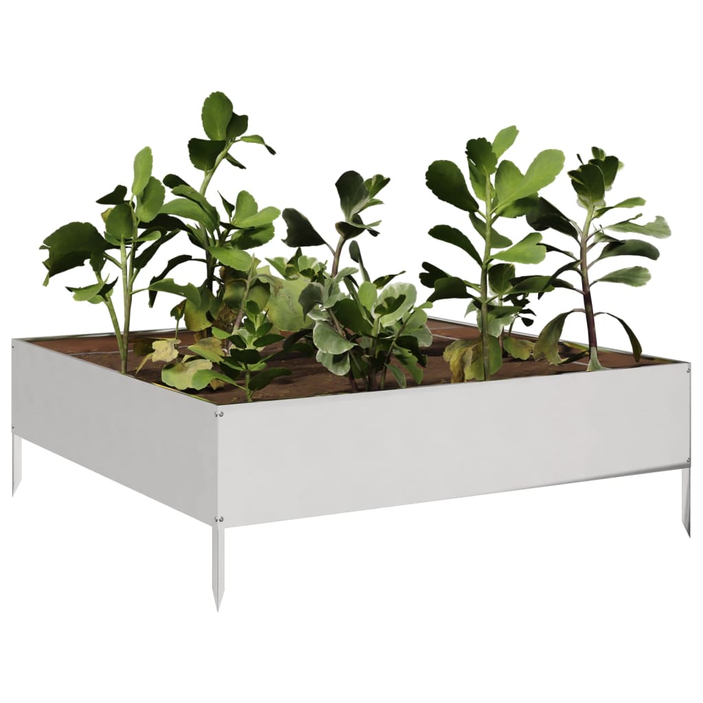 Canteiro elevado de jardim 100x100x33,5 cm aço inoxidável