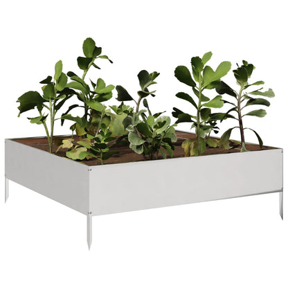 Canteiro elevado de jardim 100x100x33,5 cm aço inoxidável
