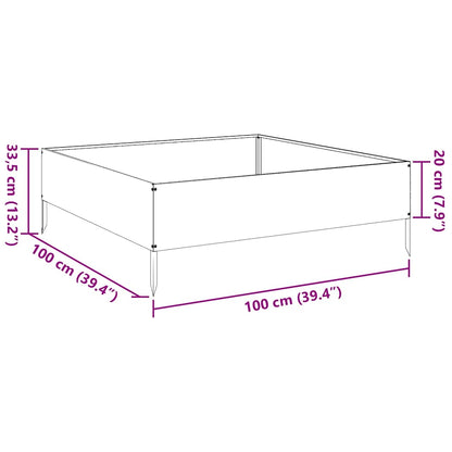 Canteiro elevado de jardim 100x100x33,5 cm aço galvanizado