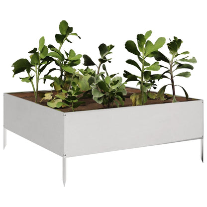 Canteiro elevado de jardim 100x100x25 cm aço inoxidável