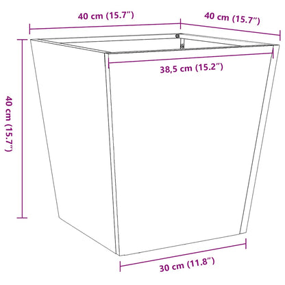 Vaso/floreira de jardim 40x40x40 cm aço galvanizado