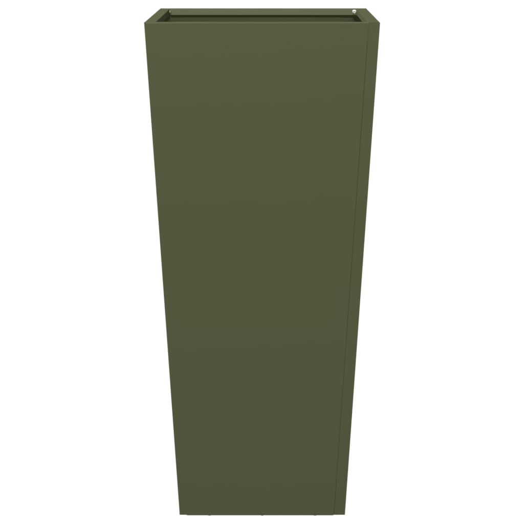 Vaso/floreira de jardim 35x35x75 cm aço verde azeitona
