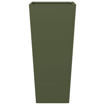 Vaso/floreira de jardim 35x35x75 cm aço verde azeitona