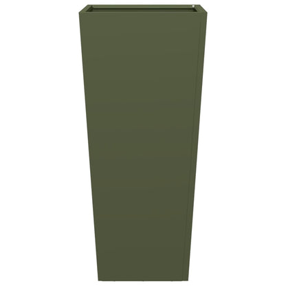 Vaso/floreira de jardim 35x35x75 cm aço verde azeitona