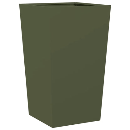 Vaso/floreira de jardim 45x45x75 cm aço verde azeitona