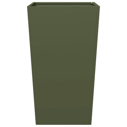 Vaso/floreira de jardim 2 pcs 45x45x75 cm aço verde azeitona