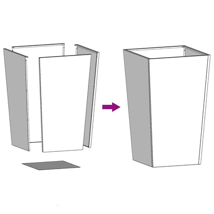 Vaso/floreira de jardim 45x45x75 cm aço galvanizado