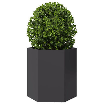 Vasos floreiras de jardim 2 pcs hexagonal 46x40x45 cm aço preto